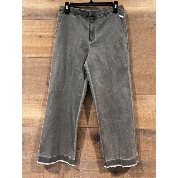 ATM Cropped cotton-blend twill wide-leg grey pants size 4 - Picture 5 of 11